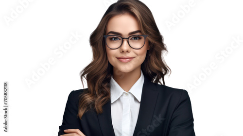 Business woman portrait isolated on transparent background. PNG