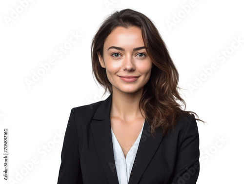 Business woman portrait isolated on transparent background. PNG
