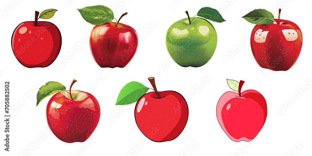 set of red and green apples on transparent background. png file set of red and green apples on transparent background. png file