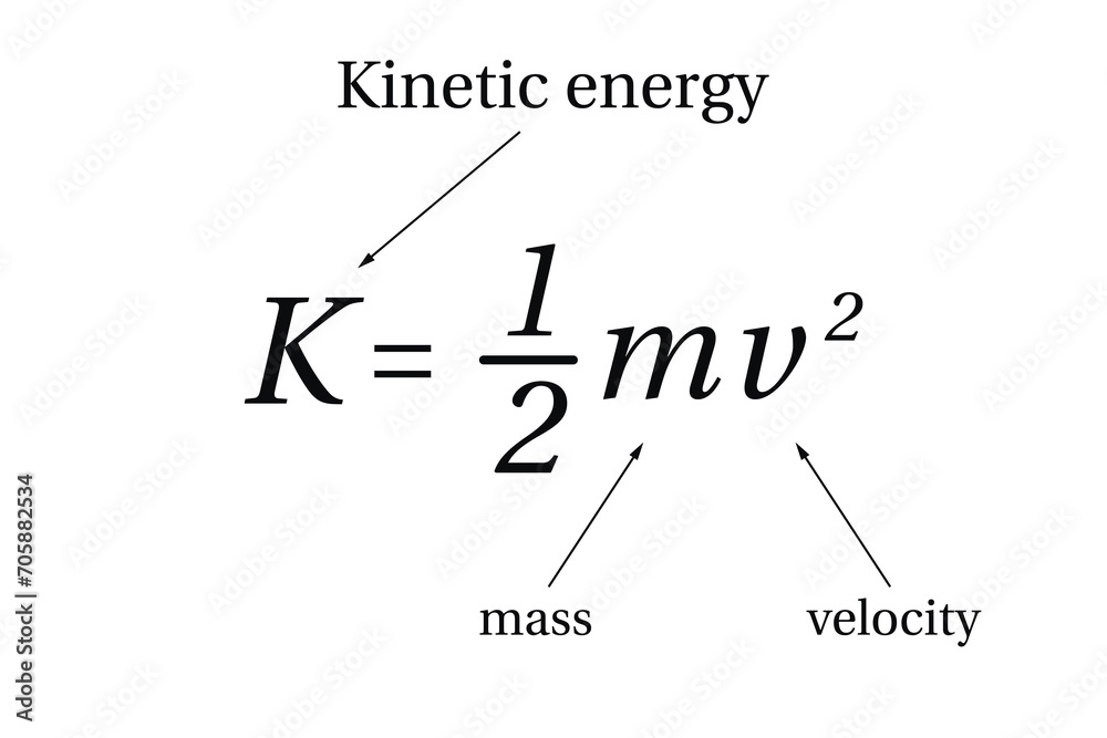 Kinetic Energy Formula on the white background. Education. Science. School. Vector illustration. Kinetic Energy Formula on the white background. Education. Science. School. Vector illustration.