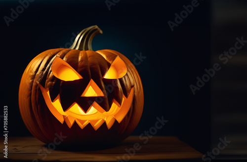 halloween symbol pumpkin with lights inside on a black background