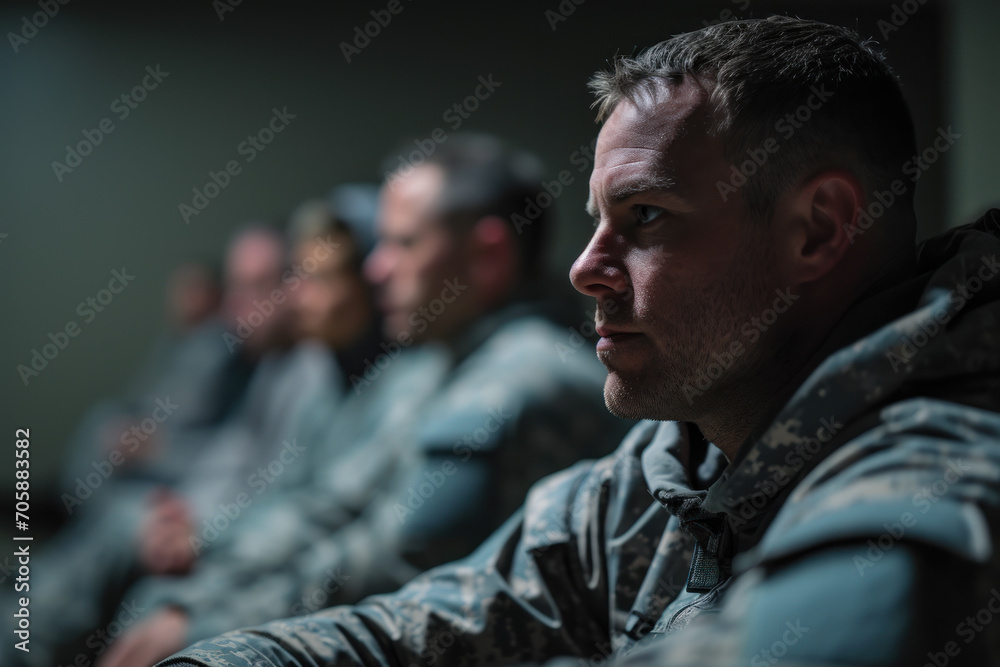 Thoughtful Military Personnel in Uniform. Thoughtful Military Personnel in Uniform.