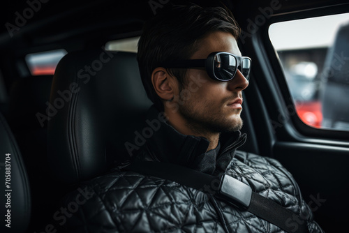 Fashionable Man in Car with Sunglasses. © Fukume