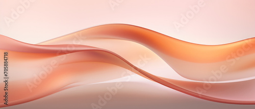Waves of peach color material, soft smooth textile texture background. Wavy lines pattern of pastel pink fabric. Concept of abstract art, design, illustration wallpaper, beauty, light