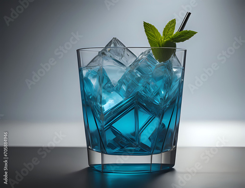 blauer Cocktail mit Minze