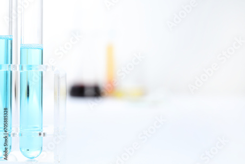 Laboratory equipment on a laboratory table on a white background during the experiments