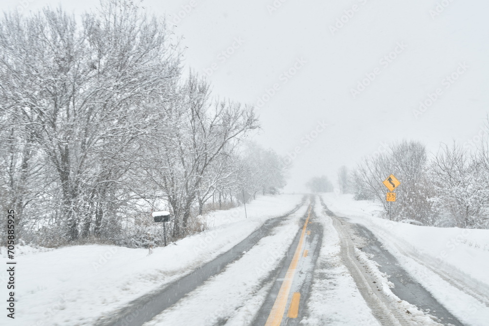 Fototapeta premium Snowy Rural Highway