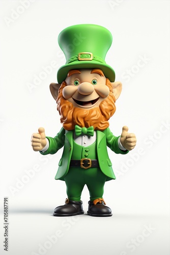 Leprechaun elf toy symbol of St. Patrick's Day isolated on white background.