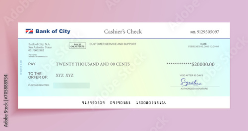 Elegant Bank Check Vector Template with Modern Design