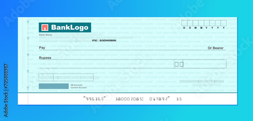 Modern Bank Cheque Vector Illustration with Copy Space