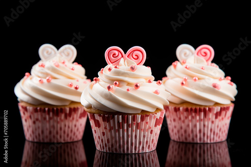 Pink and white cupcakes for Valentine s Day. Generative AI