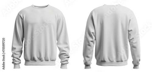 front and back view tee sweatshirt sweater with a long sleeve on transparent background