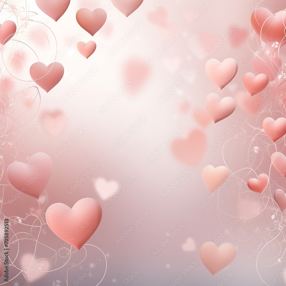 Valentine's day background with hearts and place for your text. AI.