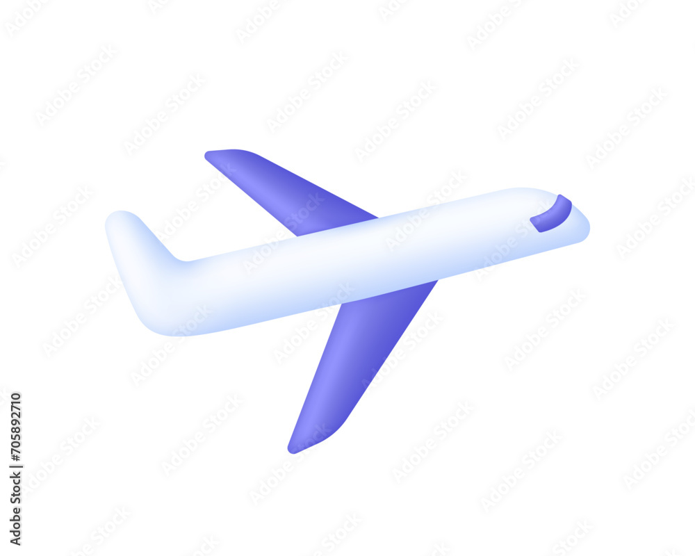 3D Airplane icon. Departure of the airplane. Flight transport symbol. Travel concept 3D Airplane icon. Departure of the airplane. Flight transport symbol. Travel concept