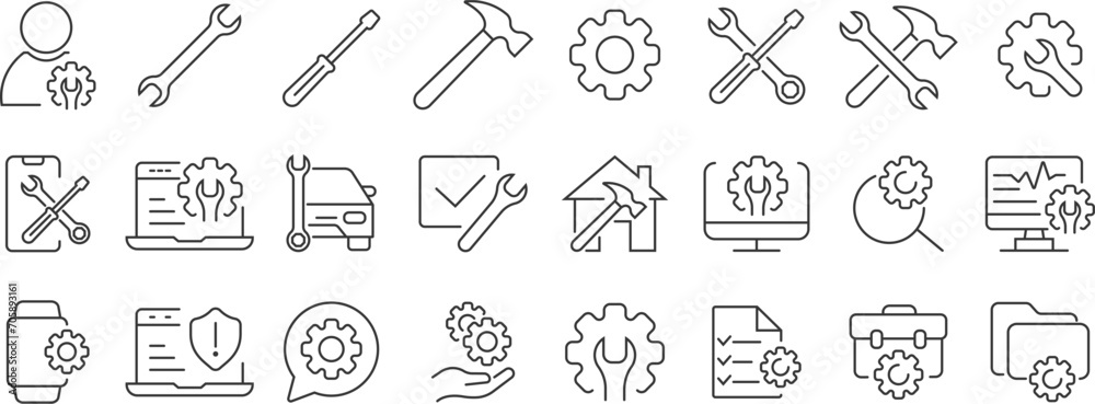 Repairing tools. Toolkit. Toolbox. Wrench and screwdriver icon. Work tools. Repairing, service tools. Vector illustration Repairing tools. Toolkit. Toolbox. Wrench and screwdriver icon. Work tools. Repairing, service tools. Vector illustration