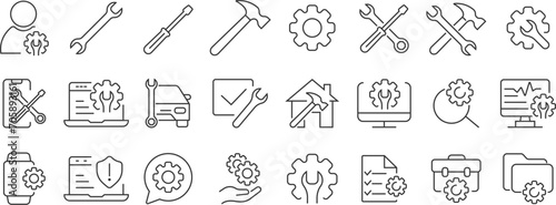 Repairing tools. Toolkit. Toolbox. Wrench and screwdriver icon. Work tools. Repairing, service tools. Vector illustration photo