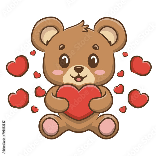 brown teddy bear with red hearts graphics for valentine s day