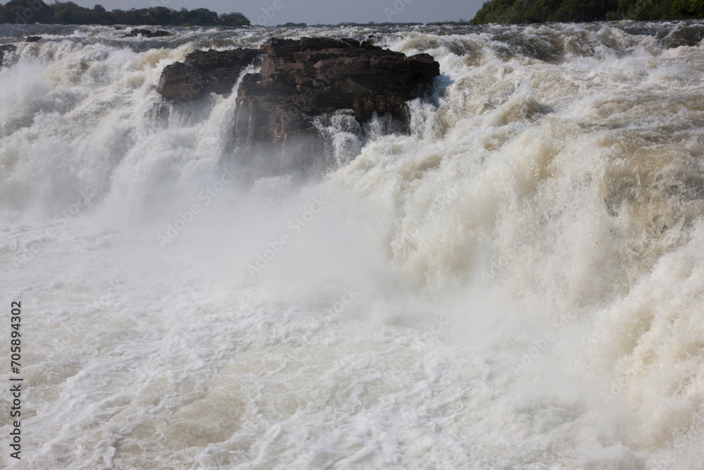 Zambia Zambezi Ngonye waterfall on a sunny autumn day