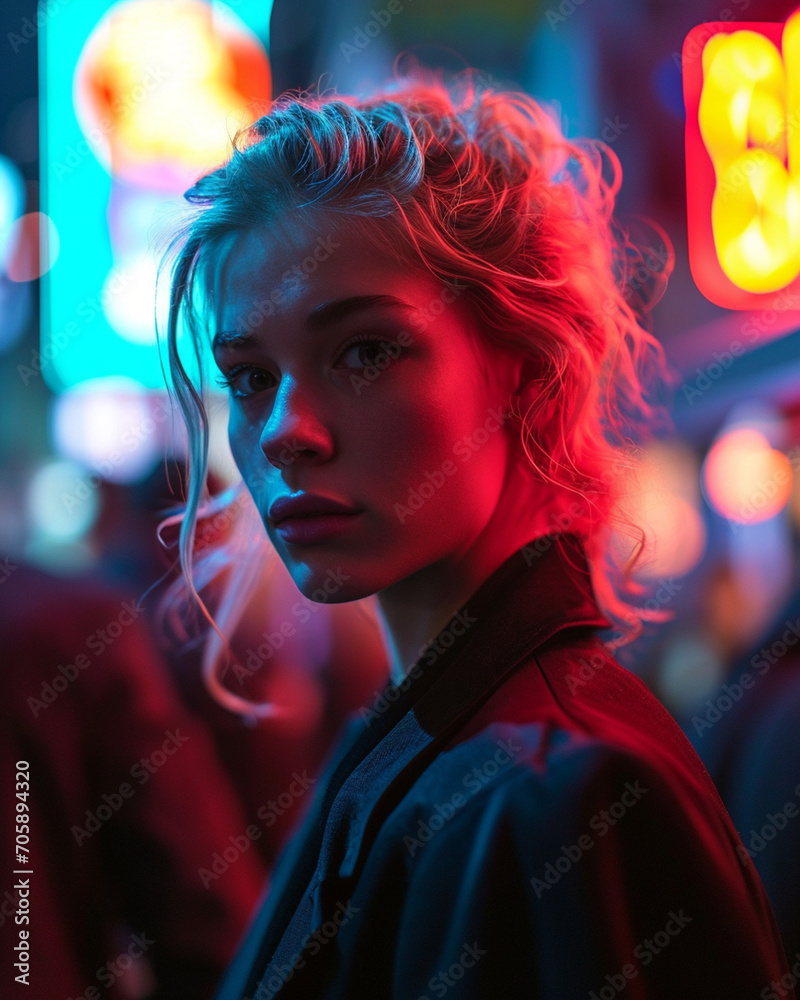 Obraz premium Enigmatic blonde woman at night