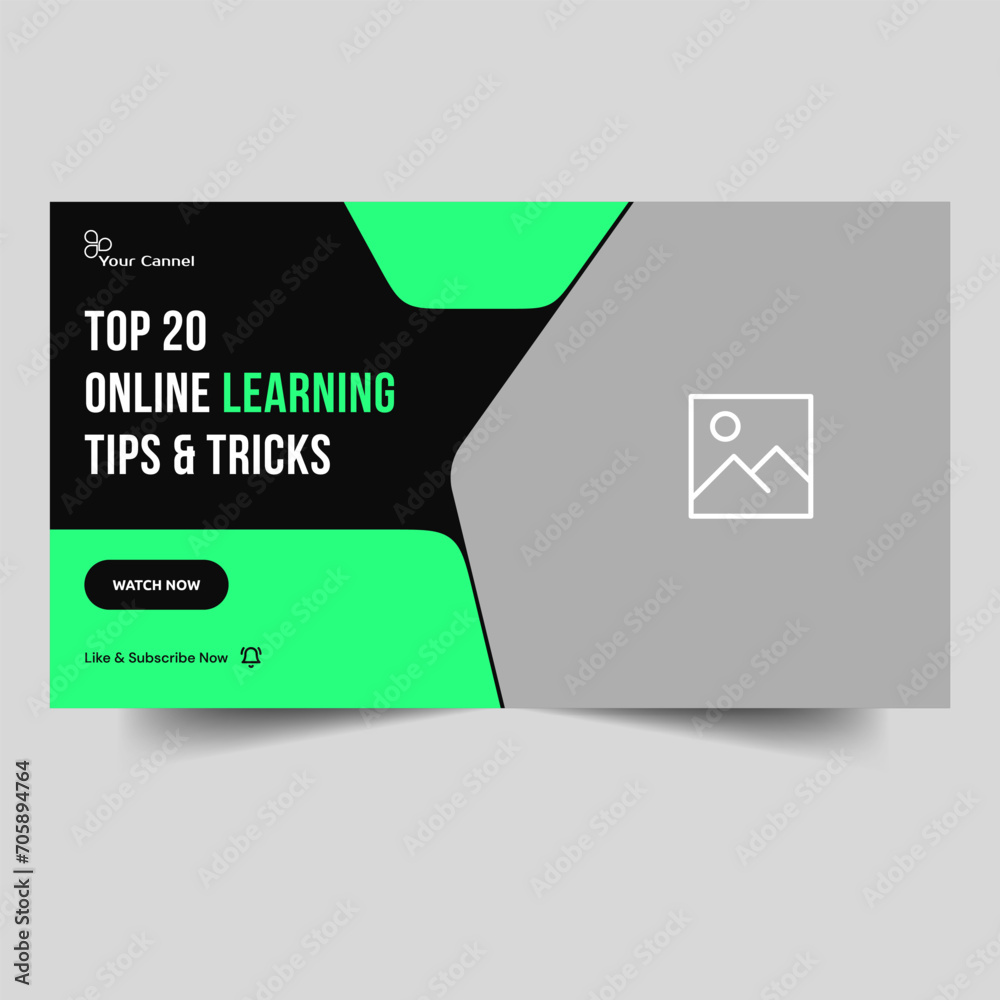 Fully customizable vector video tutorial thumbnail design for learning ...