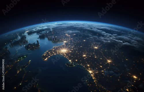 An image of earth at night from space.