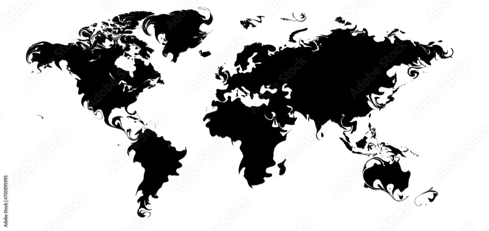 Blurred silhouette of World map.
