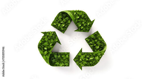 A symbol of waste recycling with green leaves. environmental protection concept white background. Save planet, eco, recycling concept.