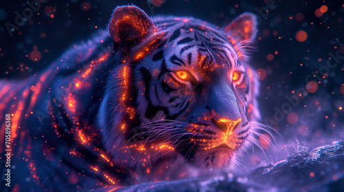 Purple Tiger is made from Polygons and Fire Geometry. Eyes made from Fire and Heat