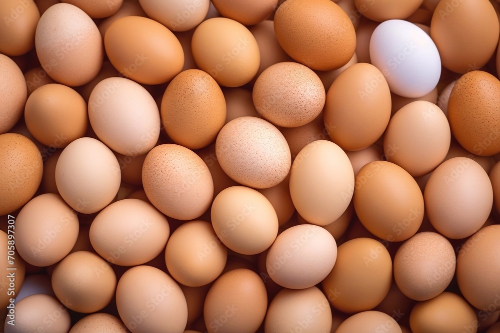 Eggs background. Close up of fresh chicken eggs. Top view. Top view of brown and white eggs background. Eggs background. Close up of fresh chicken eggs. Top view. Top view of brown and white eggs background.