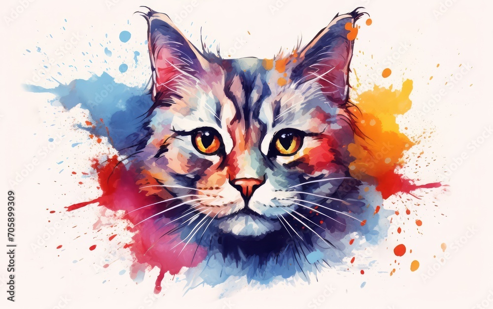 Naklejka premium cate face watercolor