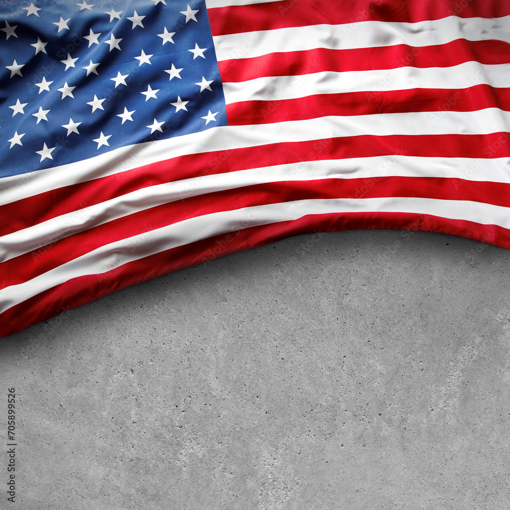 Obraz premium American flag on grey concrete