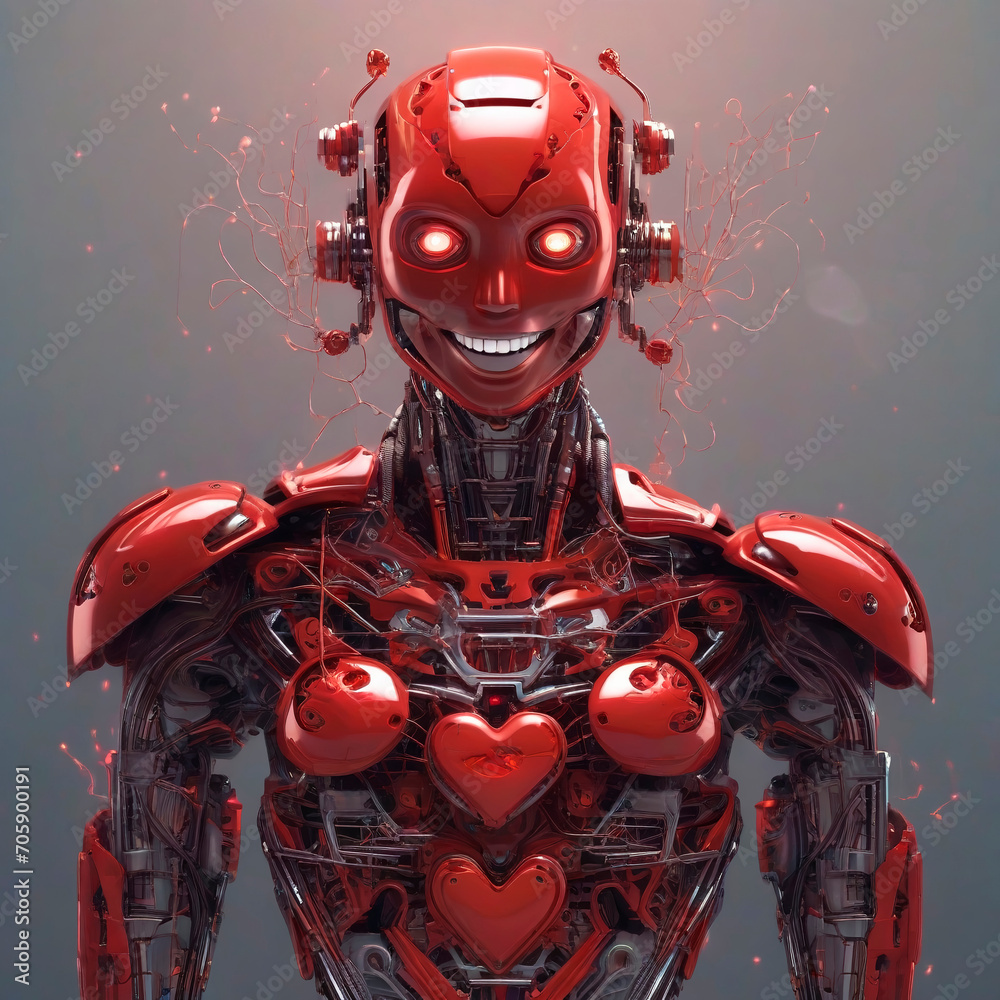 Fototapeta premium Portrait of a cheerful android robot.