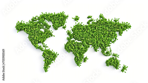 World map shape of green grass isolated on white background