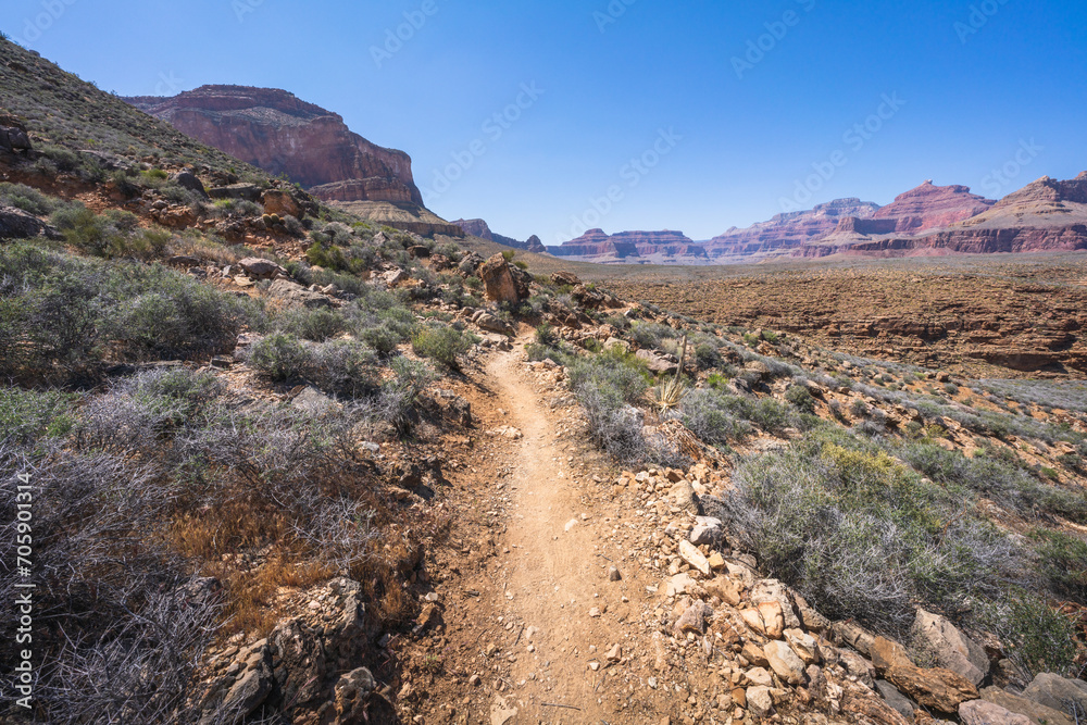 Obraz premium hiking the tonto trail in the grand canyon national park, arizona, usa