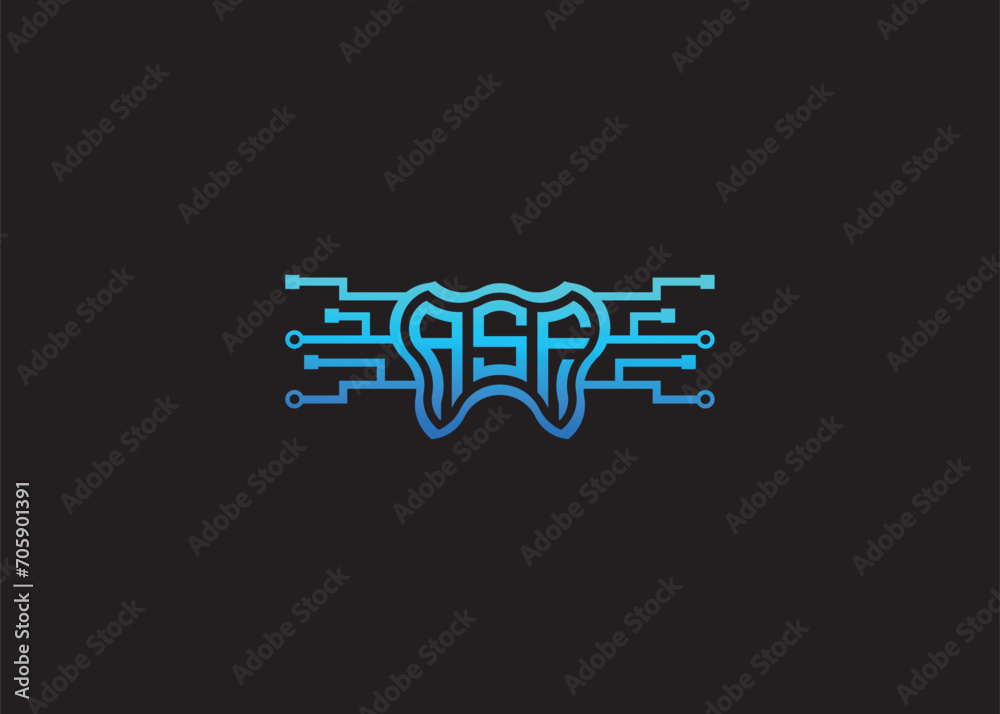 Letter ASF Modern Technology Vector Monogram Dental care shape Logo Letter ASF Modern Technology Vector Monogram Dental care shape Logo