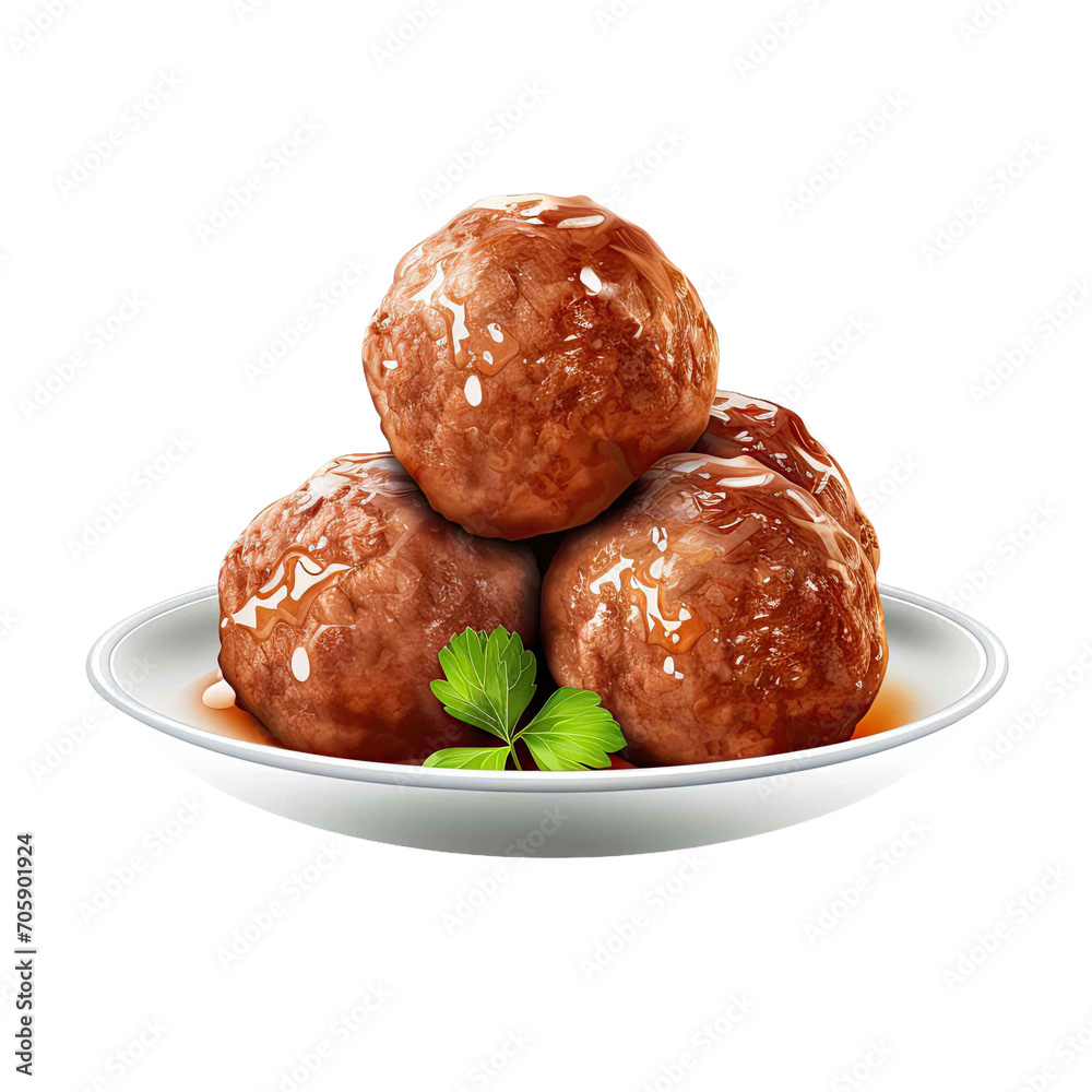 Delicious meatballs  or cutlets isolated on transparent background.