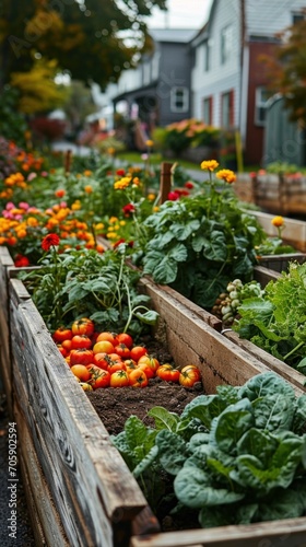 a charity-organized community garden, where residents grow food and flowers together