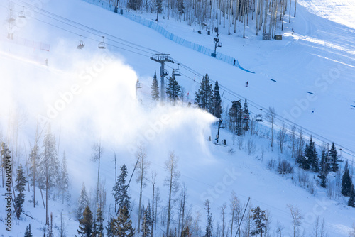 Making Snow on Active Ski Mountain in Vail Colorado