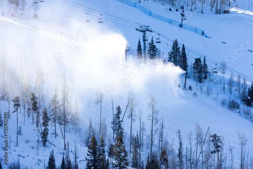 Snowmaking Machines on Vail Mountain in Colorado