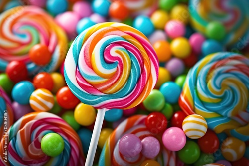 Colorful rainbow lollipops background