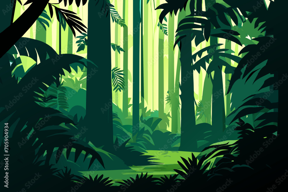 Rainforest ferns in a shaded grove. vektor icon illustation