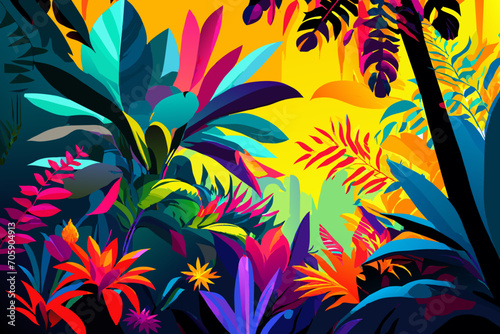 Vibrant tropical flowers in a garden. vektor icon illustation #705904913