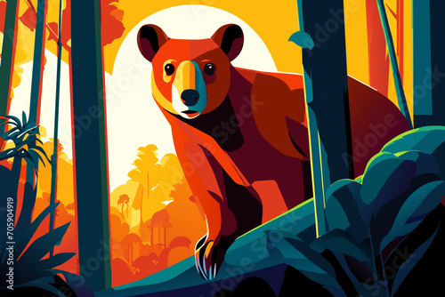 Tree kangaroo in a natural habitat. vektor icon illustation