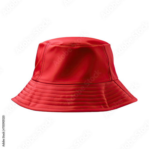  Red bucket hat isolated on transparent background.
