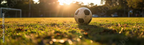 a soccer ball in the field, banner, copy space © andreac77