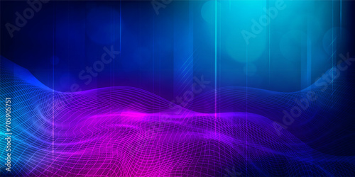 Digital technology futuristic internet network connection blue purple background, abstract cyber information communication, Ai big data science, innovation future tech, line dot illustration vector