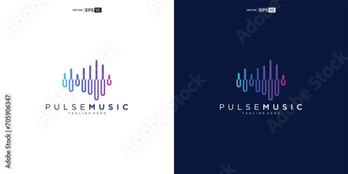 Pulse music player logo element. Logo template electronic music, equalizer, store, audio wave logo design concept.