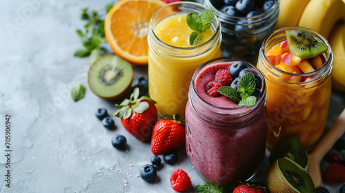 healthy natural organic smoothie made from fresh fruits and berries, detox, weight loss, proper nutrition, drink in a glass, jar of juice, tropical cocktail, ingredients, cooking, breakfast, spinach