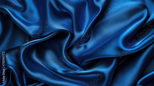 Fényképezés Blue Satin: Luxurious Textured Background with Silk Flowing in Abstract Art