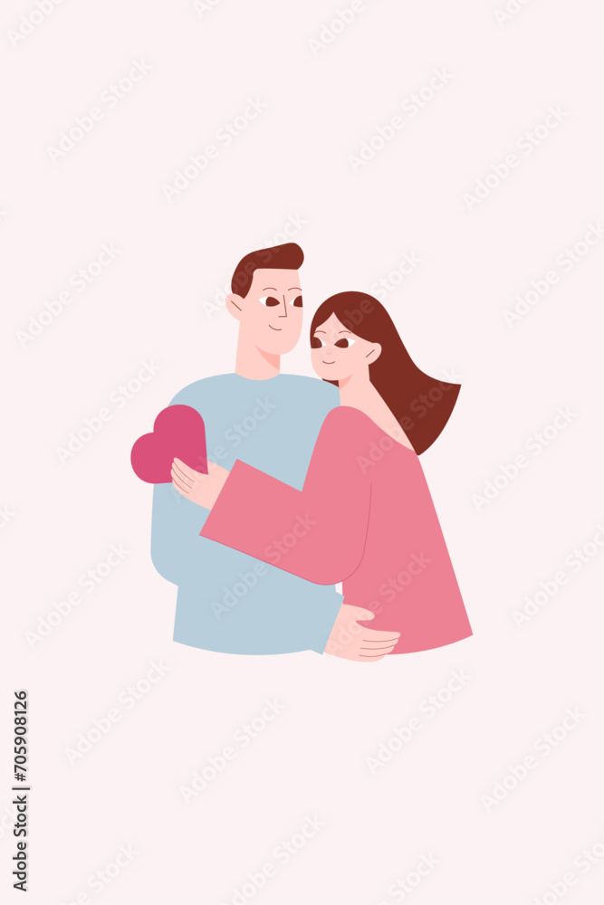Valentine's Day couple in love. Valentine. Embracing couple. Couple in love hugging. Valentine's Day greeting card Valentine's Day couple in love. Valentine. Embracing couple. Couple in love hugging. Valentine's Day greeting card